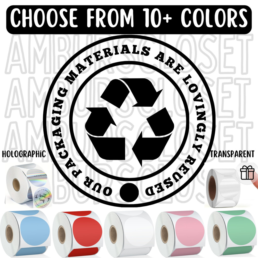 RECYCLED PACKAGING STICKERS 2″ LABELS SHIPPING SEALS THANK YOU SCRATCH RESISTANT
