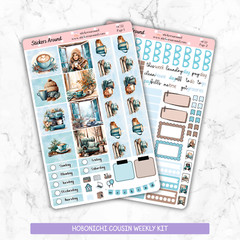 Cozy Winter Coffee Planner Sticker Hobonichi Cousin Weekly Kit, Coffee Lover