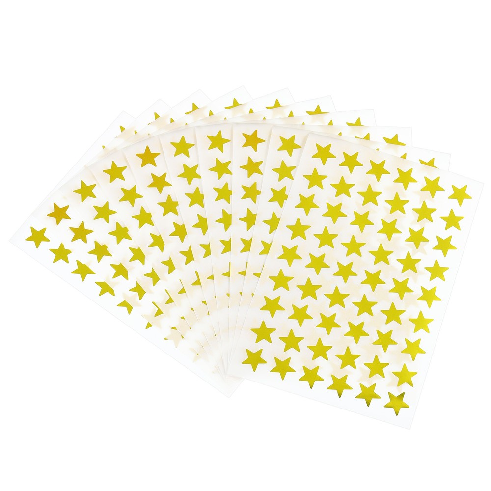 1080 Pcs Star Reward Stickers, 20 Sheet Foil Colorful Sticker, Gold