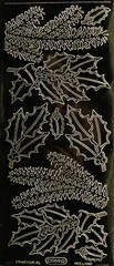 HOLLY LEAVES & FERN Peel Off Stickers Christmas Cardmaking Scrapbooking Black