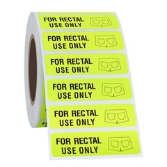 Rectal Use Only Stickers Fluorescent Yellow 1.5 x 0.375 Inch 500 Roll Prank