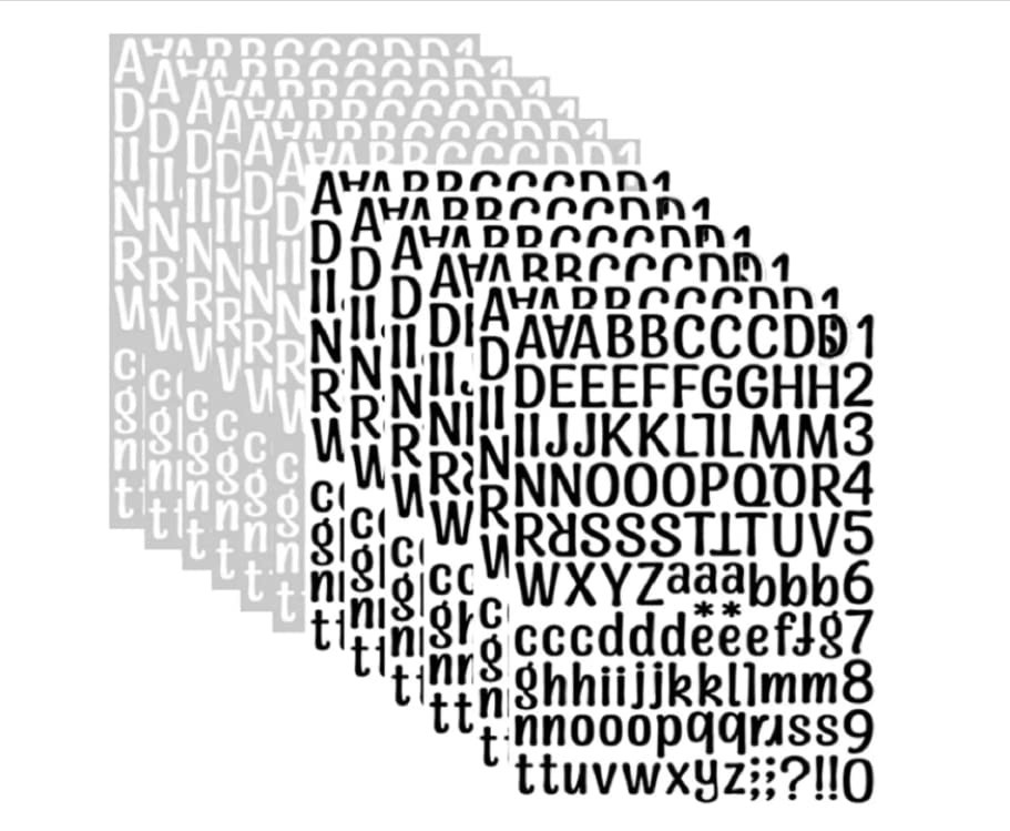 1512 Alphabet Stickers, 12 Sheets, Black & White, Classic Letter Print, Vinyl…
