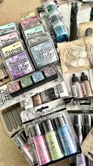 Ranger Distress Ink/Oxide/Paint Mixed Media Craft Lot Alcohol Inks Stamps