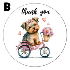 Dog on a bike Thank You Stickers envelope seals, package adhesives