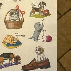 Vintage Scholastic Puppies Kittens Sticker Sheet