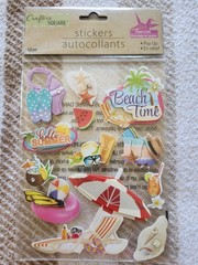 Crafters Square Stickers Beach Time 12 Pieces pop up summer umbrella pool