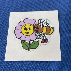 Vintage Rare 1980s Foil Stickers Bear Watering Flowers And Bee Smiling Flower