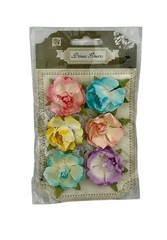 5 Pkg Lot Prima Marketing Paper Fabric Flower Embellishments Scrapbooking Crafts