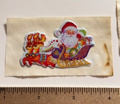 1989 Vintage Stickers Christmas Santa Clause Reindeer Sleigh Rocking Horse Toy