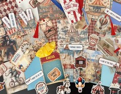 Circus Junk Journal Kit Ephemera Pack Vintage Carnival Scrapbook 101 Pieces