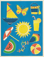 Vintage Hallmark torn paper style summer motifs stickers one sheet 1983