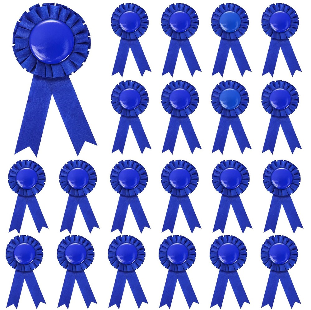 20 PCS Blue Blank Award Ribbons DIY Satin Recognition Participation Victory