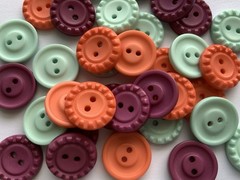 Stampin Up SYCAMORE STREET BUTTONS 35pcs 5/8in Pool Party Razzleberry Tangerine
