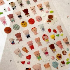CUTE TEDDY BEAR GEL STICKERS Sheet Animal Craft Kids Scrapbook Sticker Bebe
