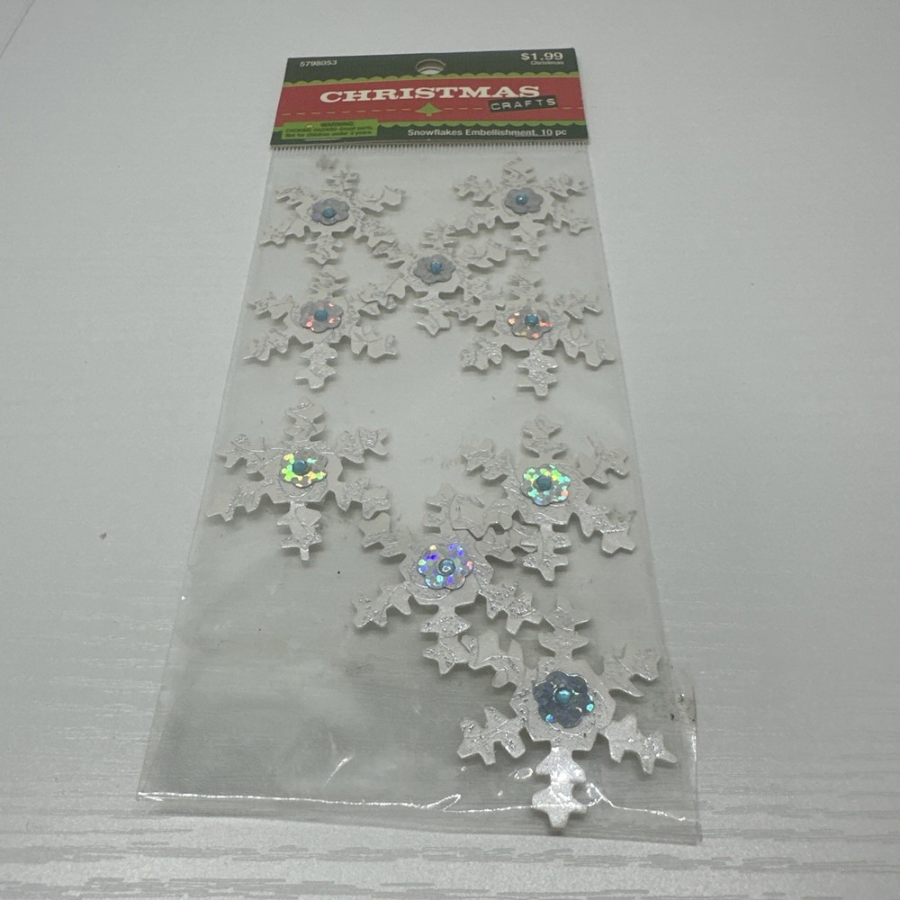 Christmas Crafts Snowflake Embellishment 3D Stickers Glitter