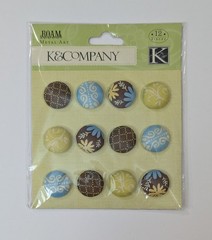 Roam Fabric Covered Scrapbooking Brads Metal Art By K&Company RARE