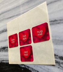 Vintage Red Holographic Conversation Heart Stickers Kiss Hot Lips Hugs Valentine
