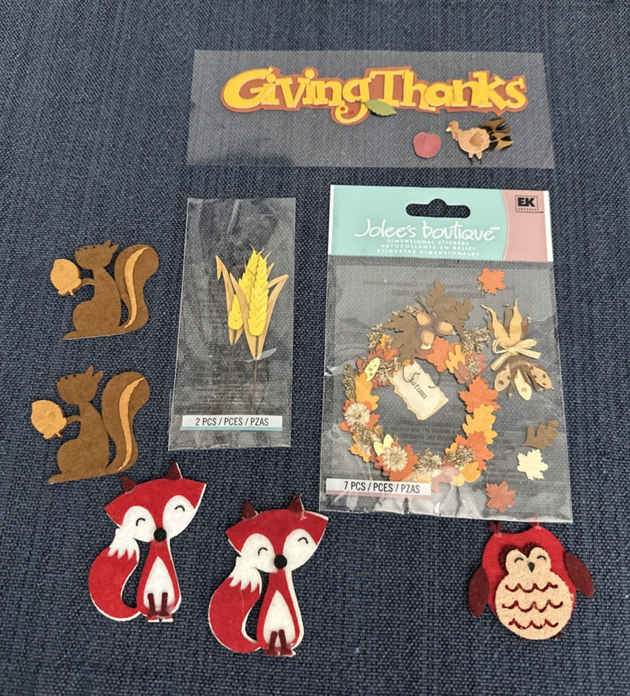 Jolee’s Boutique + Various Brands Dimensional Thanksgiving/Fall/Animal Stickers