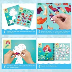 Colorful 3PCS Sticker Paint Books: Unleash Creativity with Unicorns & Mermaids