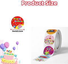 Happy Birthday Stickers 1000 Pcs 1 Inch Happy Birthday Stickers for Envelope Sea