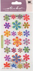 Crafts Stickers Funky Flowers Retro Green Orange Large Small Yellow Reflective
