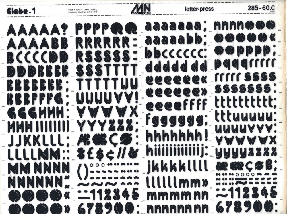 MECANORMA Dry Transfer Lettering 285-60.C #885 GLOBE-1 16mm