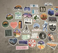 Set of 49 Vacation & Travel Stickers Lot for Outdoor Adventure Hiking Camping
