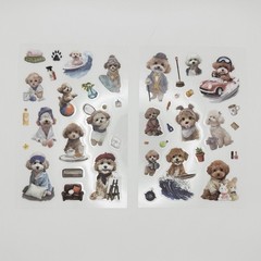 Cute Poodle Puppy PET Sticker Pack 4 Sheets Planner Journal Scrapbook Decor Kids