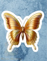 Gilded Golden Butterfly Sticker – Metallic Butterfly Sticker 4 X 4 Inches