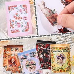 PET Washi Tape 6 Rolls Wide Flowers Transparent Light Decorative Aesthetic Fl…