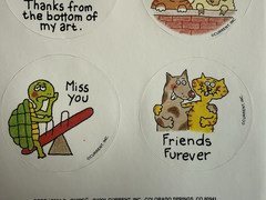 Vintage QUIP Stickers by Current 1991~1 SHEET~CODE 15354-0~funny/humor~Round