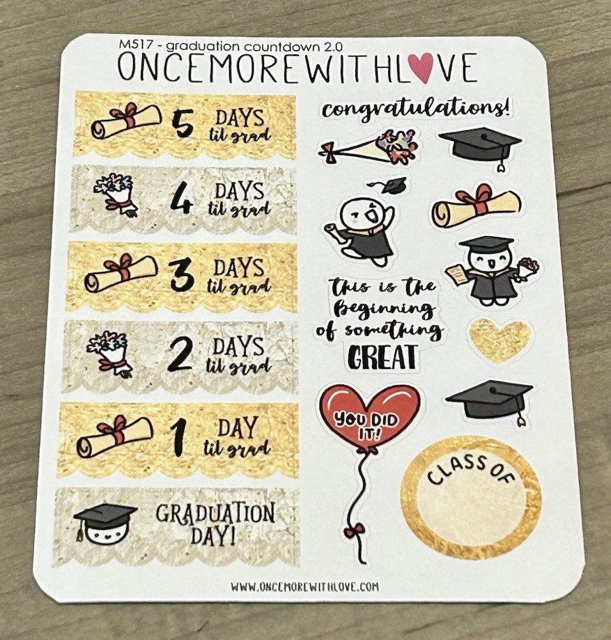 NEW Once More With Love ❤️ Graduation Countdown 2.0 Sticker Sheet OMWL Stickers