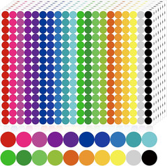 12000 PCS 1/4″ Small round Color Coding Dot Stickers – 20 Neon Colors, Removable