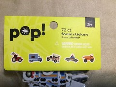 New Package of Pop! 72 Count Foam Stickers Assorted Vehicles