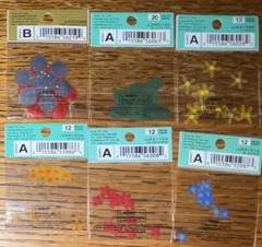 Lot #3- 6 Jolees Mini Flowers Red Blue Orange Yellow Gray Leaves Leaf Scrapbook