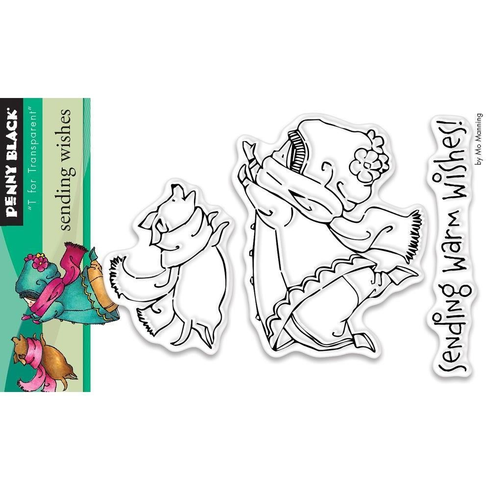 New Penny Black Rubber Stamp clear set SENDING WARM WISHES friends free USA Ship