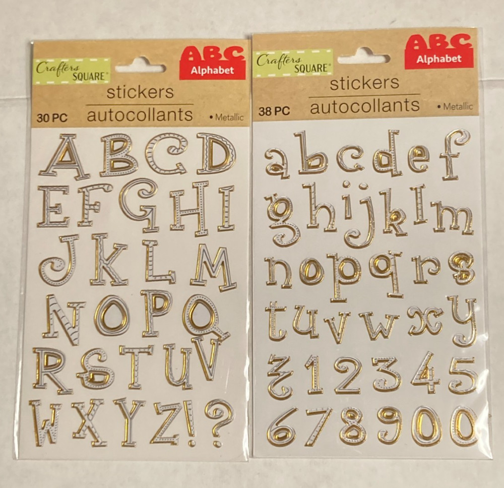 2 Pkgs Crafters Square Alphabet Metallic Stickers Upper & Lower Case 68 Stickers