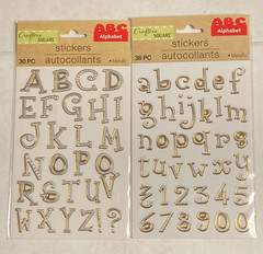 2 Pkgs Crafters Square Alphabet Metallic Stickers Upper & Lower Case 68 Stickers