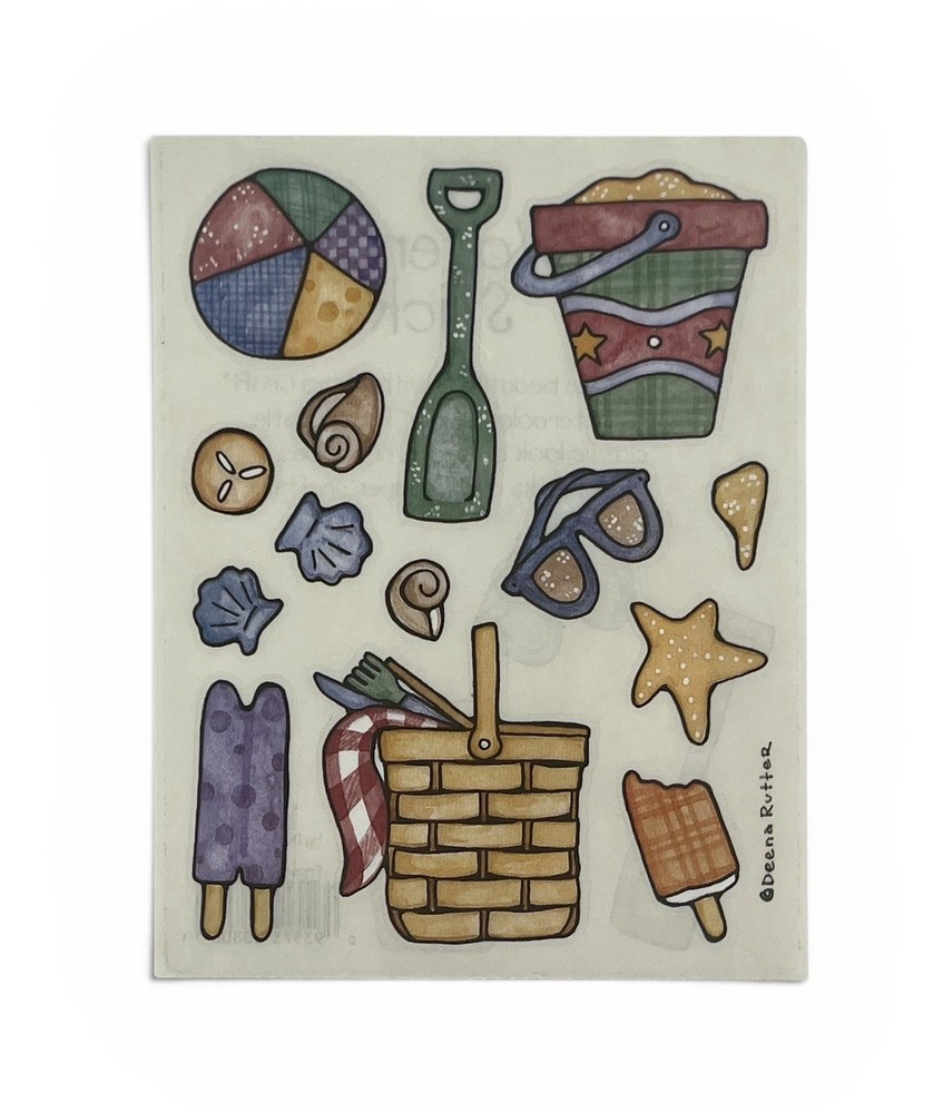 Provo Craft Stickers Picnic Summer Sand Shovel Beachball Popsicle Watercolor