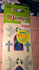 Vintage Sandylion Stickers Dove Crosses Stained Glass 2nd Bonus Sheet Pack READ
