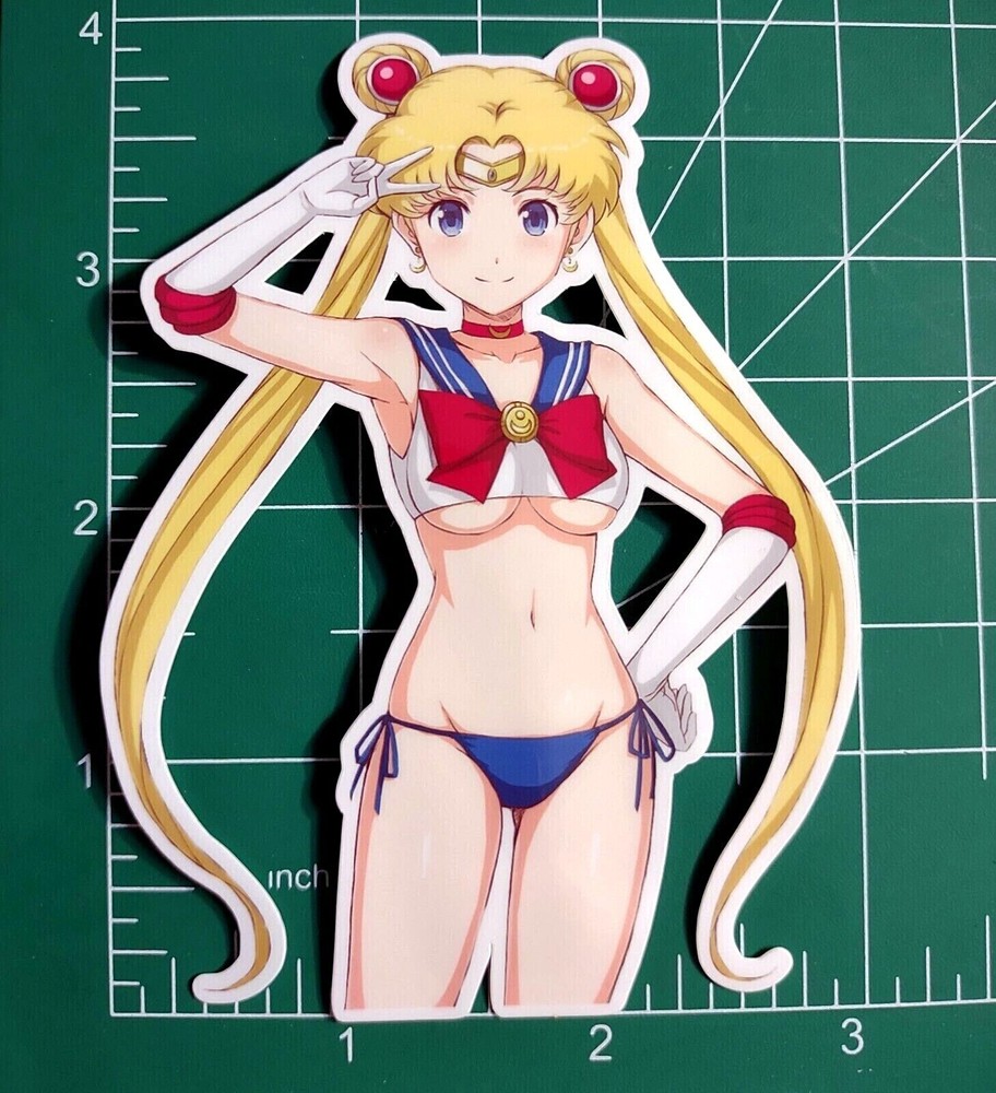 Sailor Moon Sticker, sexy anime girl laminated glossy vinyl
