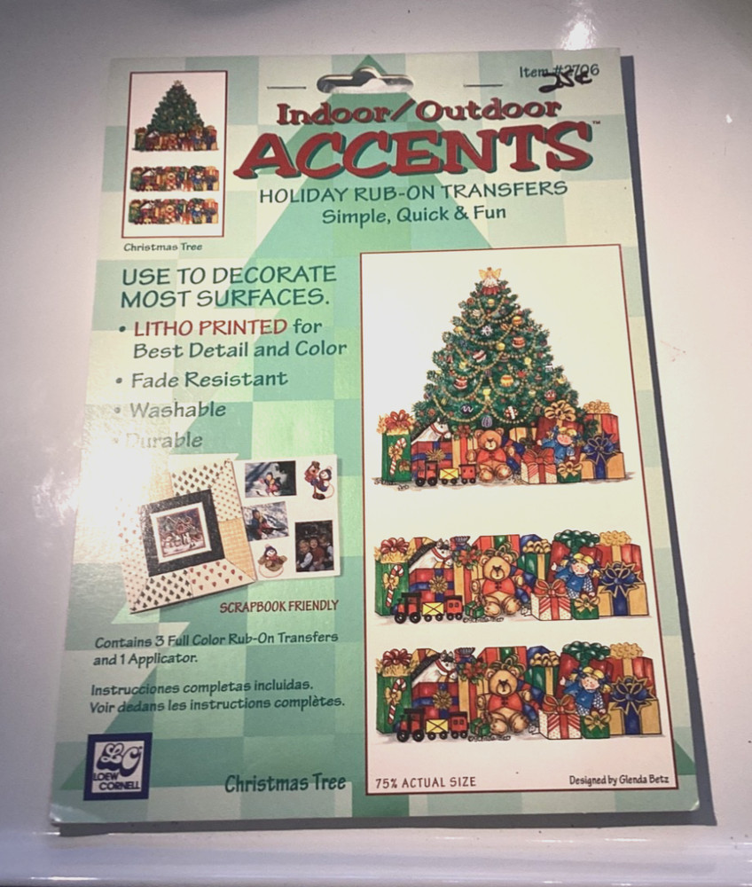 Vintage Indoor Outdoor Accents Rub On Transfers Christmas #2706 Factory Sealed