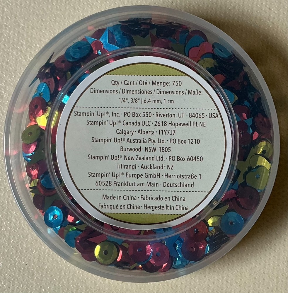 Stampin’ Up! -«BRIGHTS SEQUINS ASST» Shaker Cards (750pcs) 1/4″, 3/8″ NEW 138389
