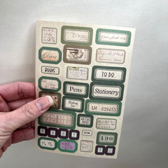 Vintage Style Stationery Label Washi Paper Stickers 4 Sheets Junk Journal