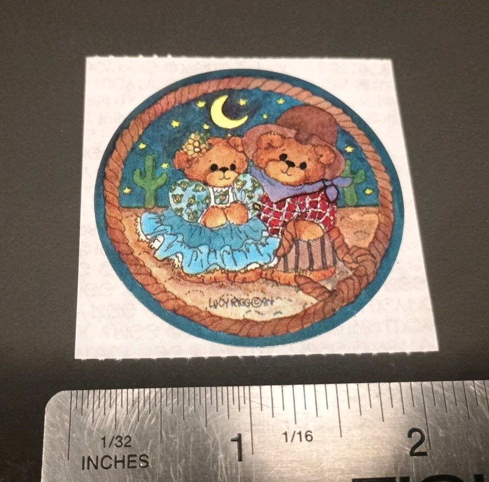 Vintage Sticker Bears Cowboy Sticker Mod VTG 80s Lucy Rigg