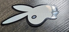 Vintage White PLAYBOY BUNNY Prism Glitter Vending Machine Sticker Rabbit Head