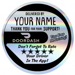 Custom DoorDash Thank You Sticker Round,Name Personalization,Rate & Tip Reminder