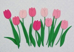 Flower Tulips Tulip Leaves Pink Paper Die Cut Embellishment 18 pcs Scrapbook