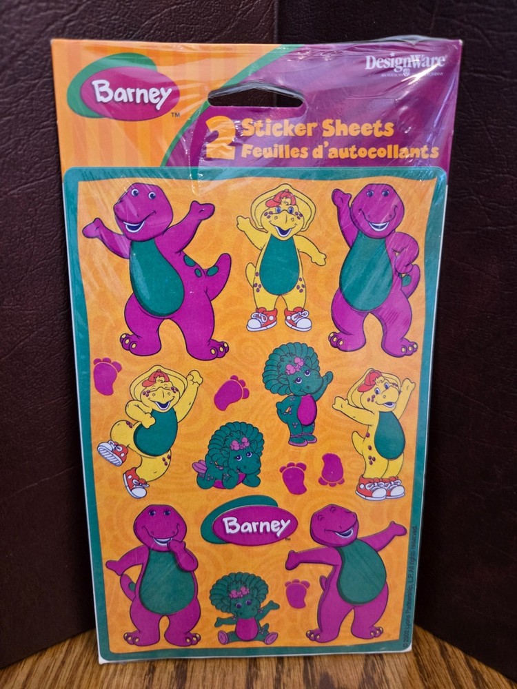 Vintage 2002 Barney the Dinosaur – BJ – Baby Bop 2 sheets new sealed purple