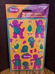 Vintage 2002 Barney the Dinosaur – BJ – Baby Bop 2 sheets new sealed purple